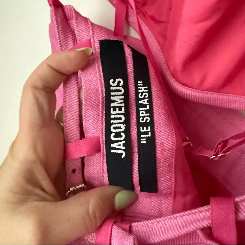 Jacquemus Le Splash Limao Pink Cutout Twill Halterneck Mini Dress FR 36 / US 4 - Picture 10 of 12